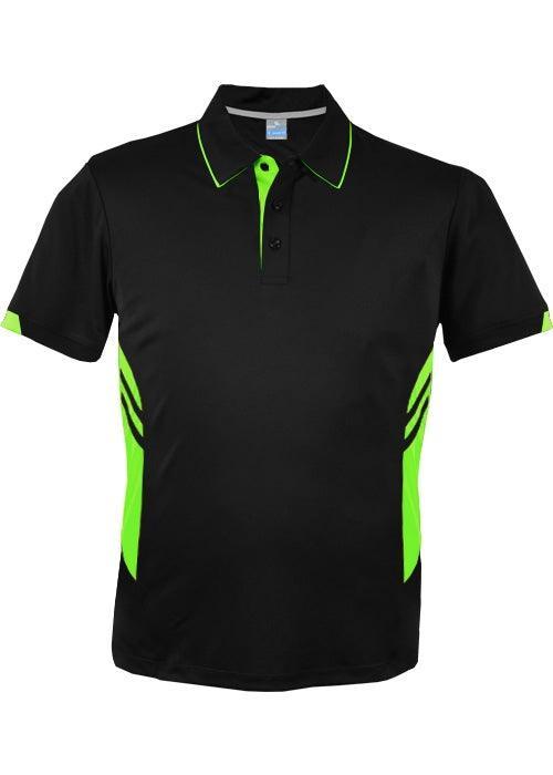 Mens Tasman Polo Black/Neon Green - Nordic Sport Australia