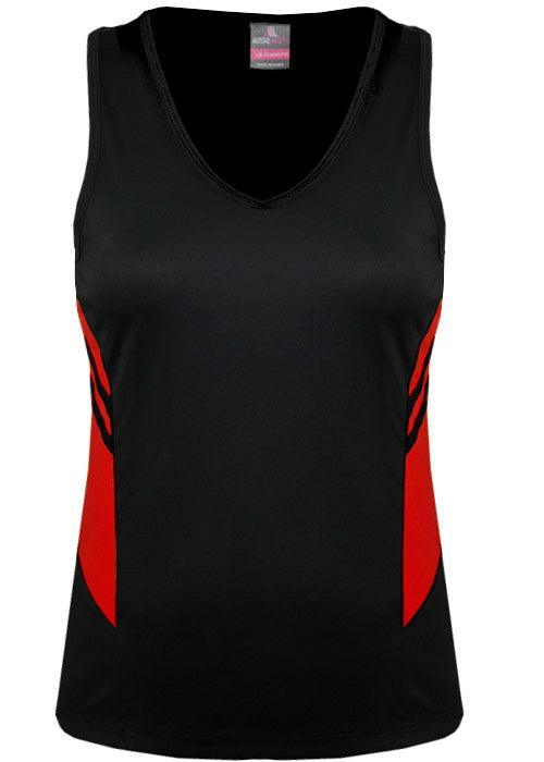 Ladies Tasman Singlet Black/Red - Nordic Sport Australia
