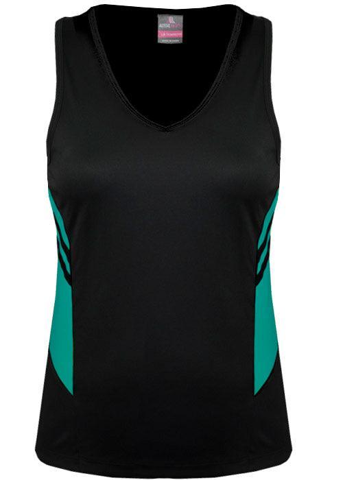 Ladies Tasman Singlet Black/Teal - Nordic Sport Australia Pty Ltd