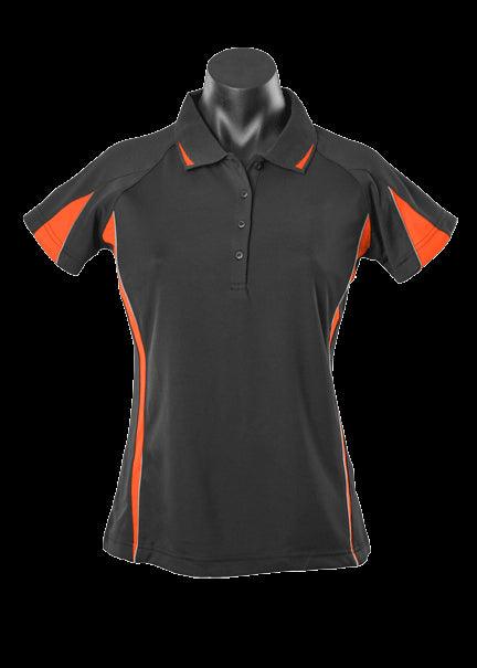Ladies Eureka Polo Black/Orange - Nordic Sport Australia Pty Ltd