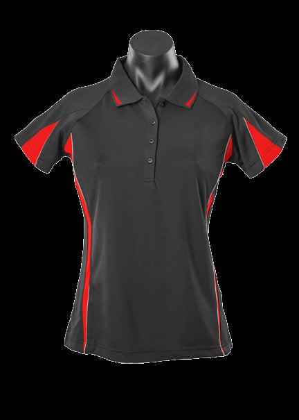 Ladies Eureka Polo Black/Red - Nordic Sport Australia Pty Ltd